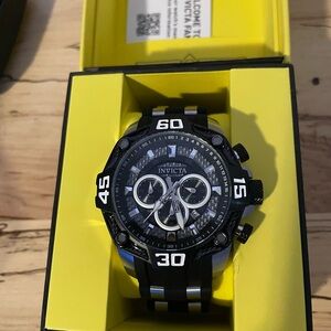 Invicta Silver and Black Chronograph Watch